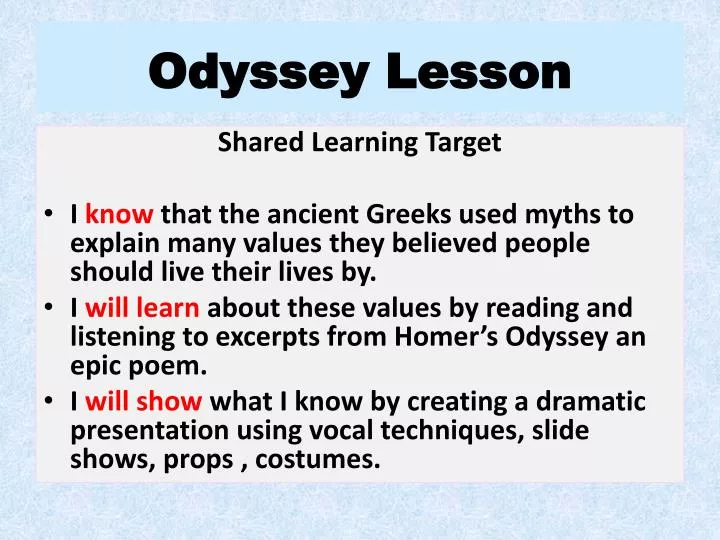 odyssey lesson