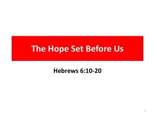 The Hope Set Before Us