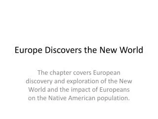 Europe Discovers the New World