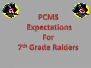 PCMS Expectations For 7 th Grade Raiders