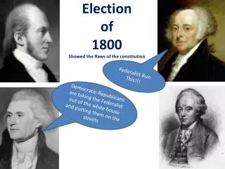 Election of 1800 Showed the flaws of the constitution