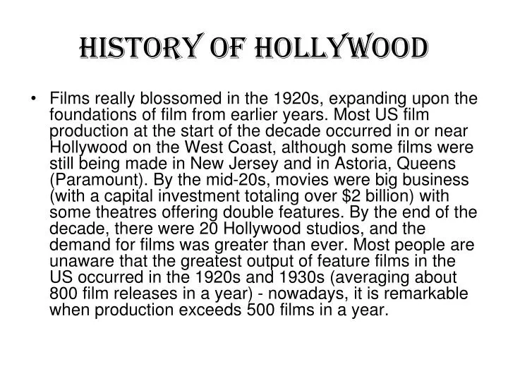 history of hollywood