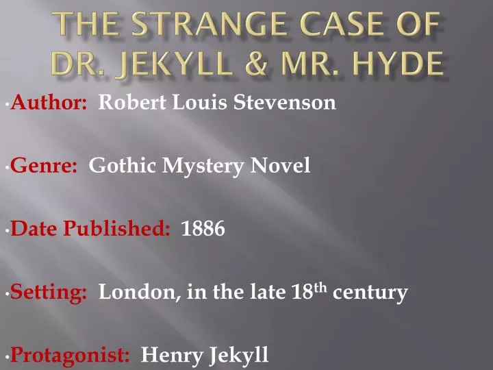 the strange case of dr jekyll mr hyde