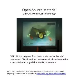 Open-Source Material DISPLAX Multitouch Technology