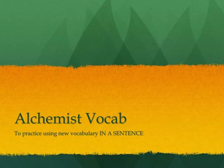 alchemist vocab