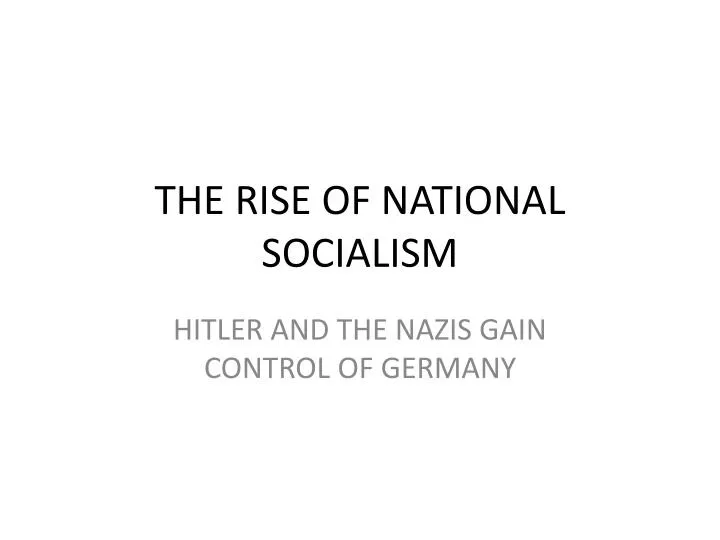 the rise of national socialism