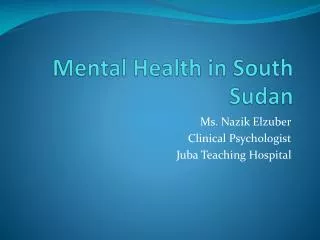 Mental Health in South Sudan