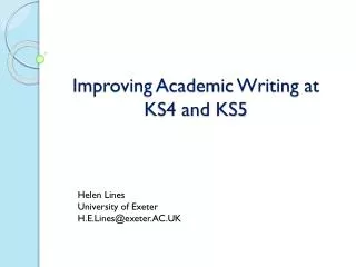 Improving Academic Writing at KS4 and KS5
