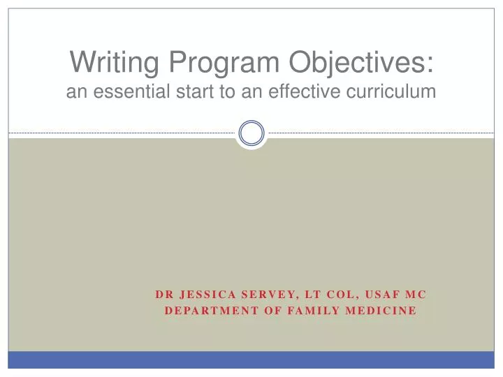 writing program objectives an essential start to an effective curriculum