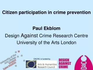 Citizen participation in crime prevention