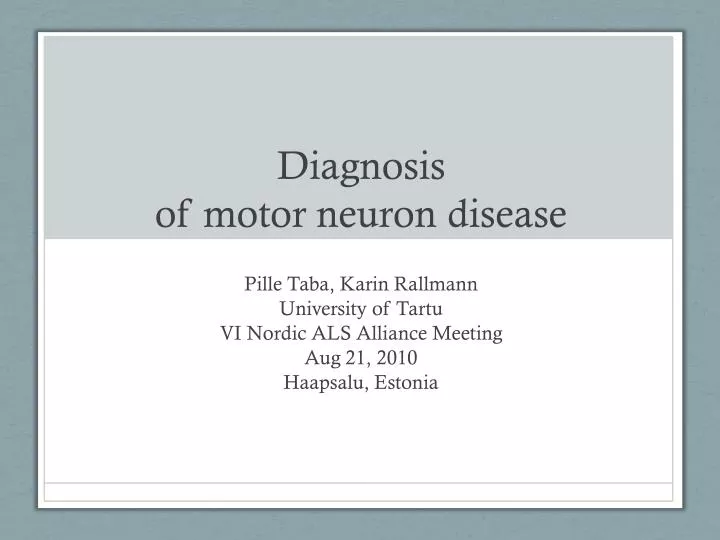 diagnosis of motor neuron disease