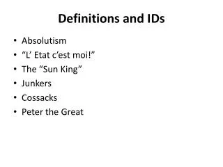 Definitions and IDs