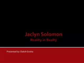 Jaclyn Solomon Reality in Realty