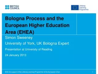 Simon Sweeney University of York, UK Bologna Expert Presentation at University of Reading