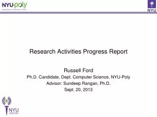 Research Activities Progress Report