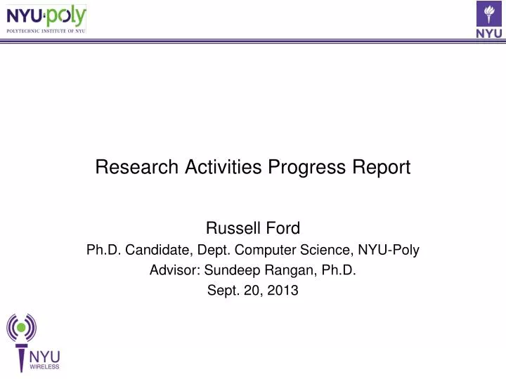 research activities progress report