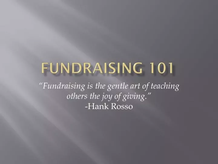 fundraising 101