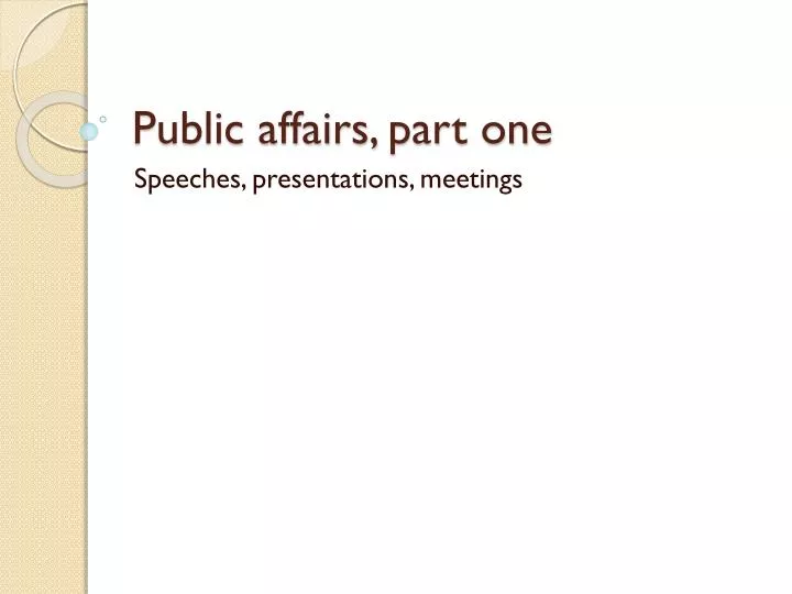 public affairs part one