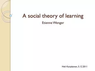 a social theory of learning