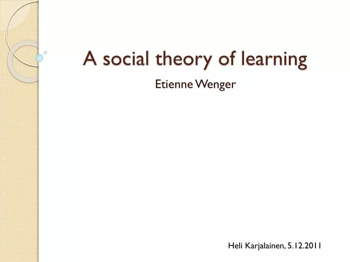 a social theory of learning