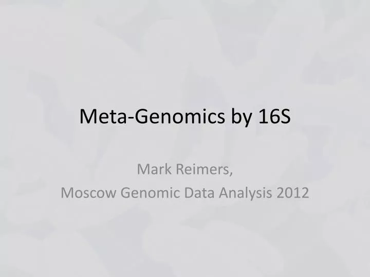 meta genomics by 16s