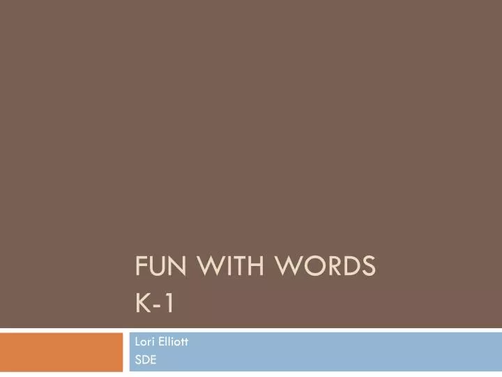 fun with words k 1