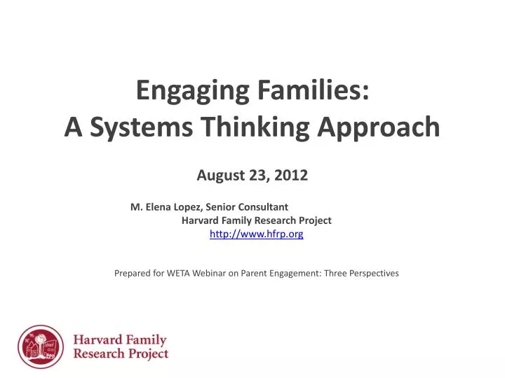 engaging families a systems thinking approach august 23 2012