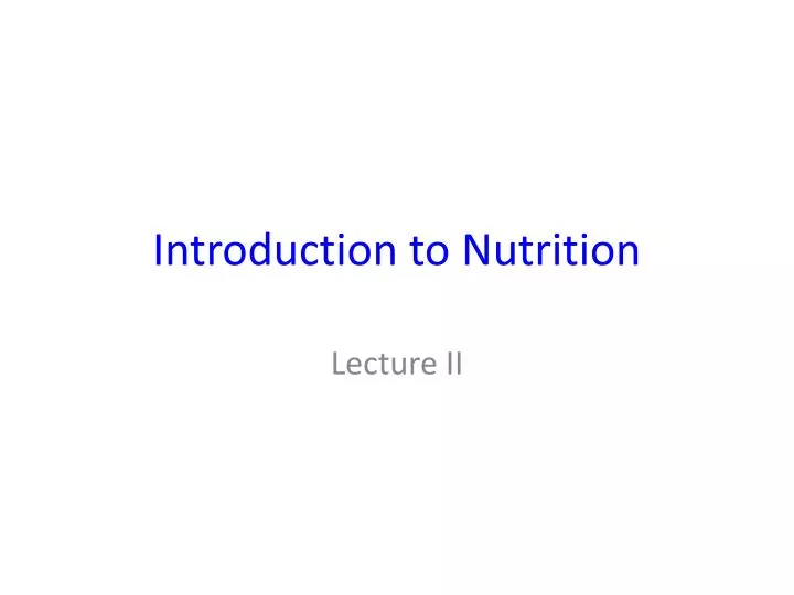 introduction to nutrition