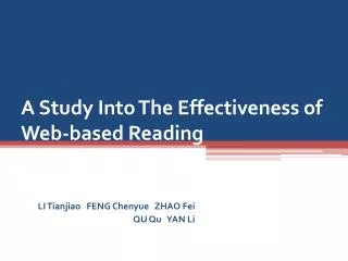 A Study Into The Effectiveness of Web-based Reading