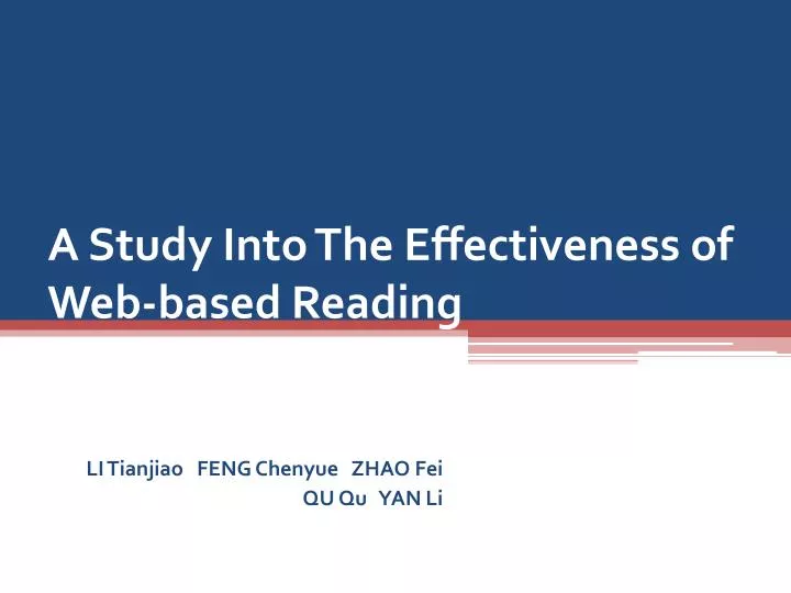 a study into the effectiveness of web based reading