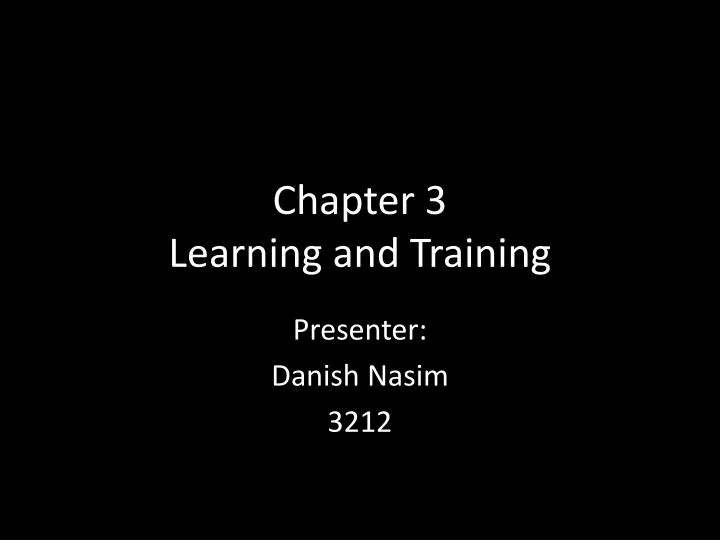 chapter 3 learning and training