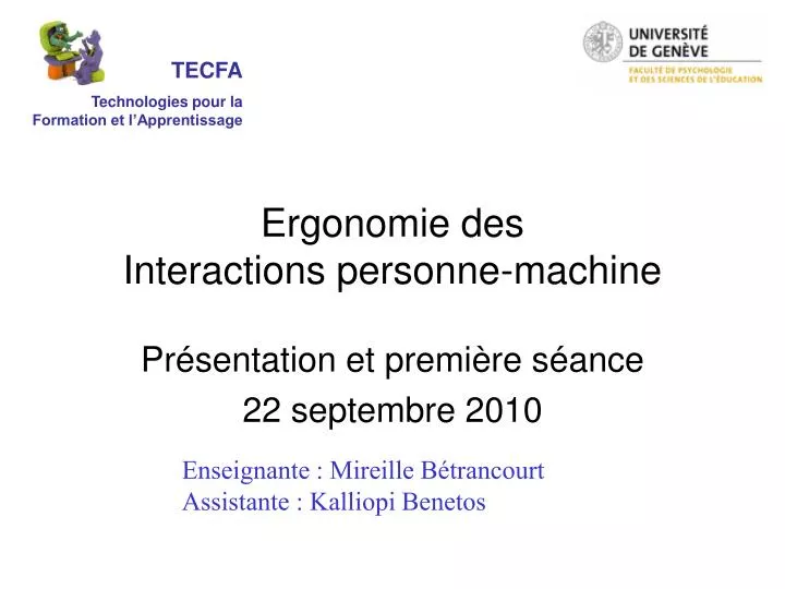 ergonomie des interactions personne machine