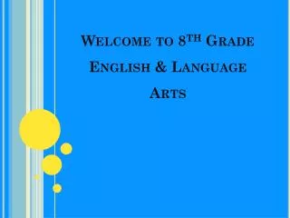 Welcome to 8 th Grade English &amp; Language Arts