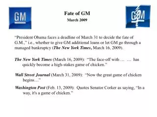 Fate of GM March 2009