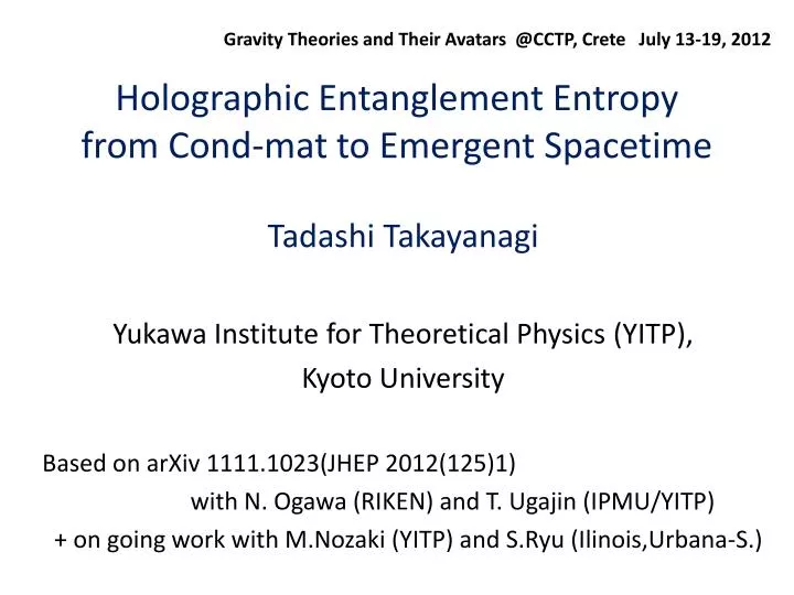 holographic entanglement entropy from cond mat to emergent spacetime