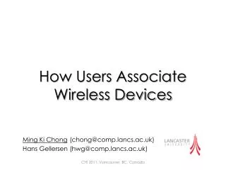 How Users Associate Wireless Devices