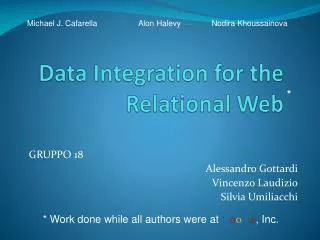 data integration for the relational web
