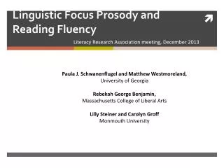 Linguistic Focus Prosody and Reading Fluency