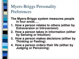 Myers-Briggs Personality Preferences