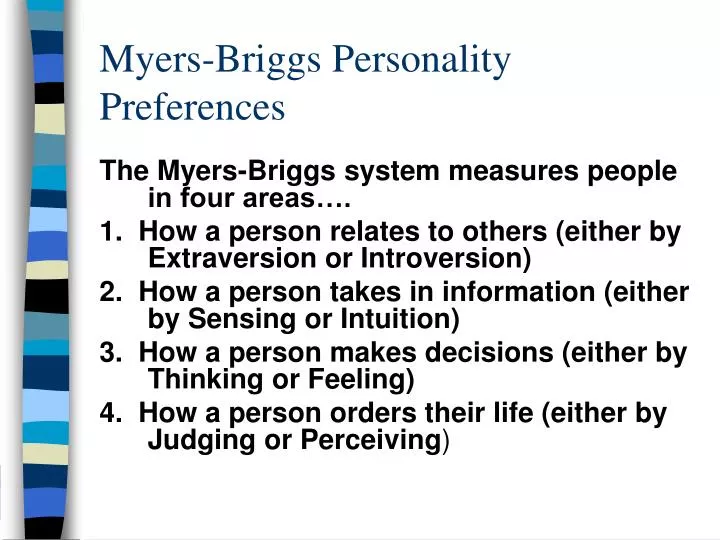 myers briggs personality preferences