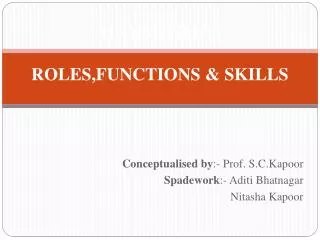 MANAGERIAL ROLES,FUNCTIONS &amp; SKILLS