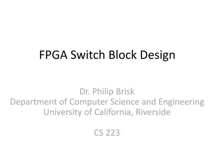 fpga switch block design