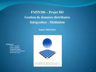 fmin306 projet bd gestion de donn es distribu es int gration m diation