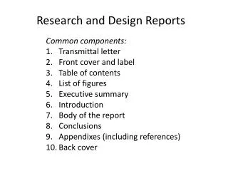 Research and Design Reports