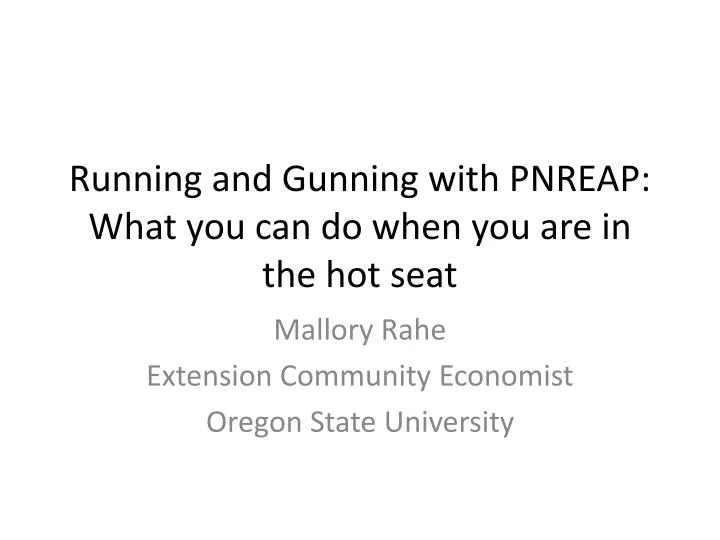 running and gunning with pnreap what you can do when you are in the hot seat