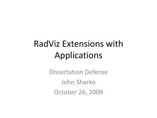 RadViz Extensions with Applications