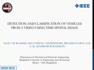 Detection and Classification of Vehicles from a video using Time-Spatial Image