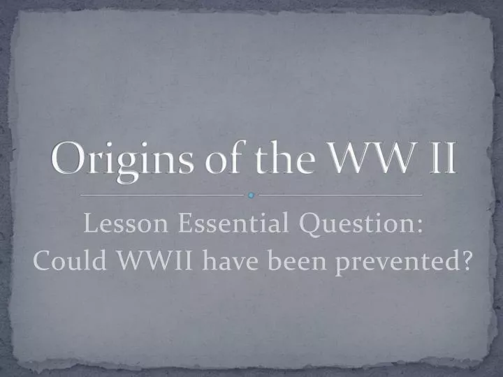 origins of the ww ii