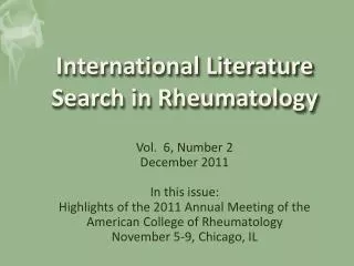 International Literature Search in Rheumatology