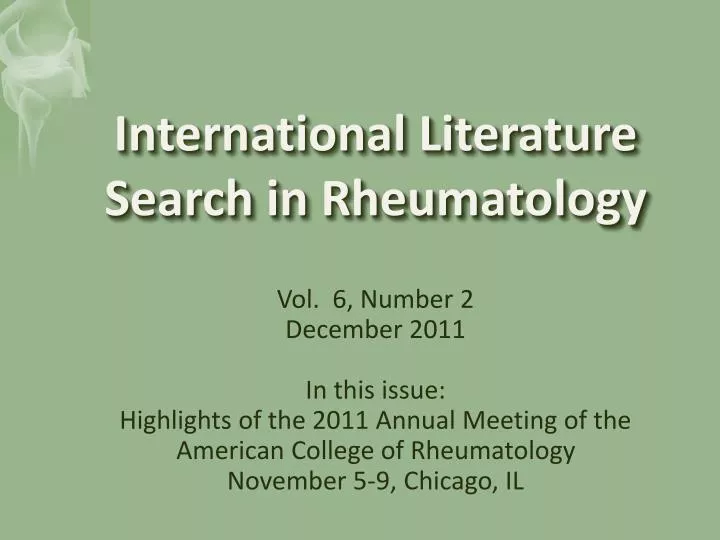 international literature search in rheumatology